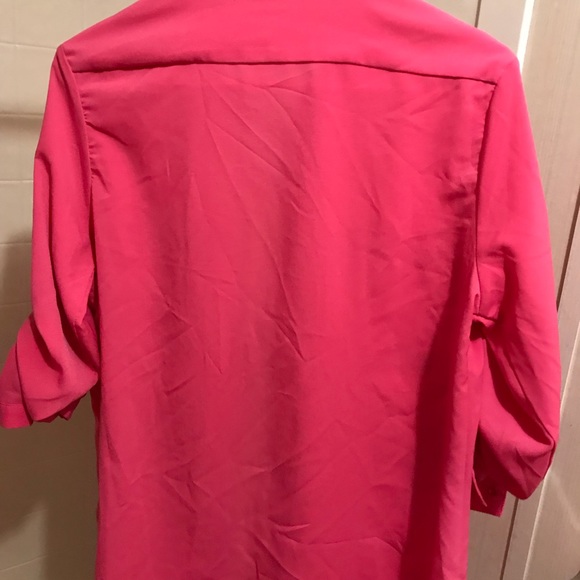 Hot pink button down shirt long sleeve - Picture 2 of 2